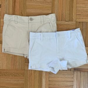 crown & ivy (2) EUC Khaki & White Shorts Bundle Girls Size 7